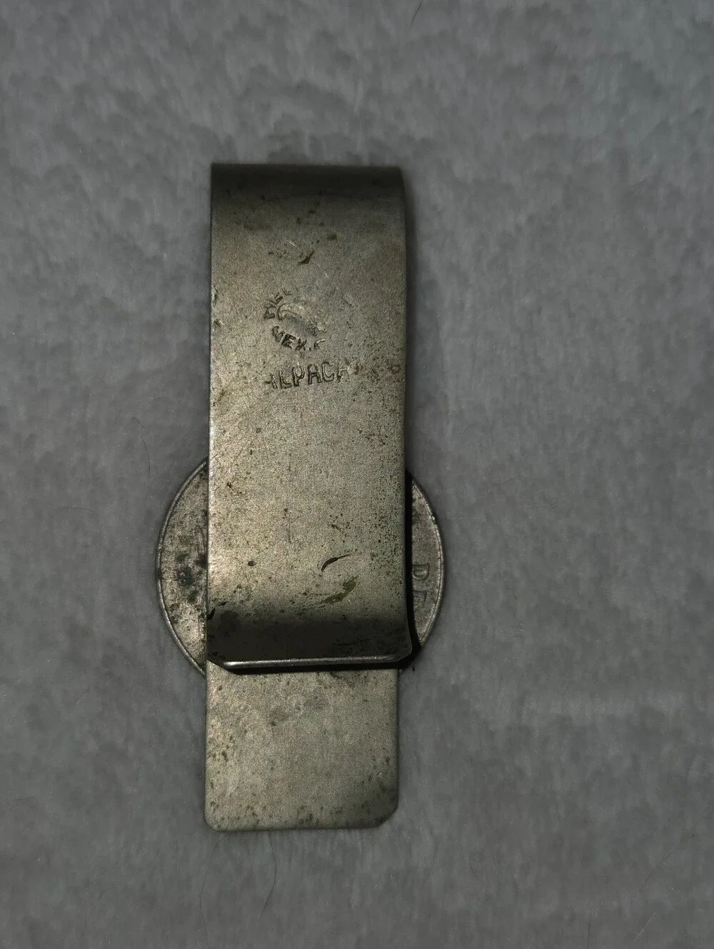 Vintage Mexican Money Clip 1957 One Peso/Native Warrior Head Motif Alpaca Silver